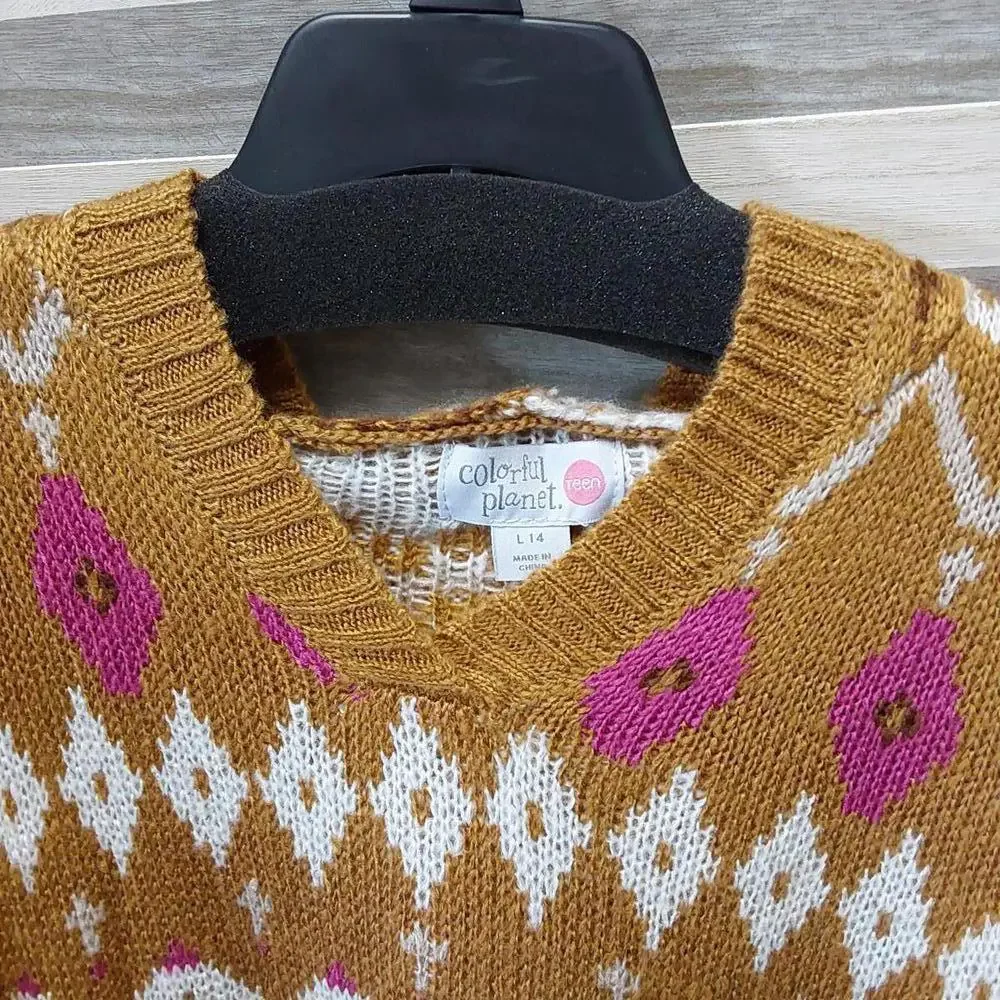 Girls' Hoodie Pullover Sweater | Colorful Planet | Large (14)
